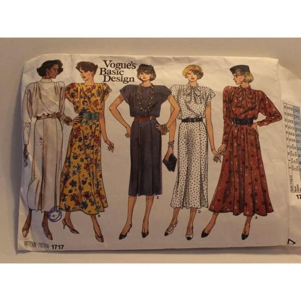 Vogue Basic Design Sewing Pattern 1717, Size 8, 10, 12, Misses, Dress, Loose Fit